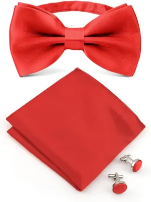 Bow Ties for Men,Pre-Tied Bow Tie Pocket Square and Cufflinks Set with Delicate Box