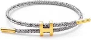 Bracelets Fashion for Women Adjustable Bracelet, Gold-plated Buckle Design Titanium Steel Wire Rope Jewelry