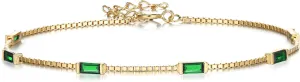 BriLove Dainty Gorgeous 925 Sterling Silver Birthstone Bracelets for Women,Six Emerald Cut Tennis Bracelet Birthday Prom Gifts Jewelry