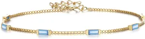 BriLove Dainty Gorgeous 925 Sterling Silver Birthstone Bracelets for Women,Six Emerald Cut Tennis Bracelet Birthday Prom Gifts Jewelry