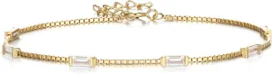BriLove Dainty Gorgeous 925 Sterling Silver Birthstone Bracelets for Women,Six Emerald Cut Tennis Bracelet Birthday Prom Gifts Jewelry