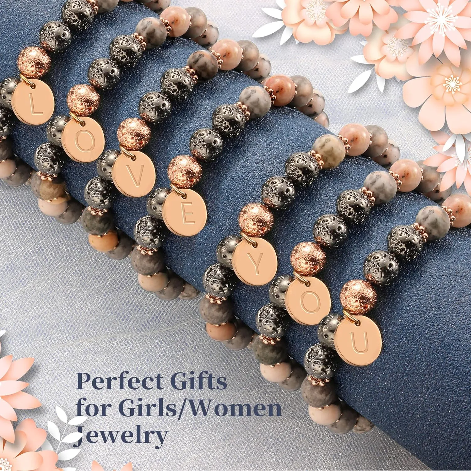 Btysun Initial Bracelets for Women Teen Girls Best Friend Graduation Birthday Gifts for Her Letter A-Z Beaded Bracelet Valentines Day Gifts for Wife Girlfriend Sister Daughter Mother's Day Mom Female Christmas Jewelry