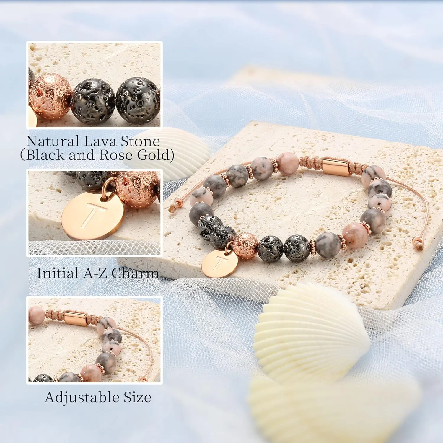 Btysun Initial Bracelets for Women Teen Girls Best Friend Graduation Birthday Gifts for Her Letter A-Z Beaded Bracelet Valentines Day Gifts for Wife Girlfriend Sister Daughter Mother's Day Mom Female Christmas Jewelry