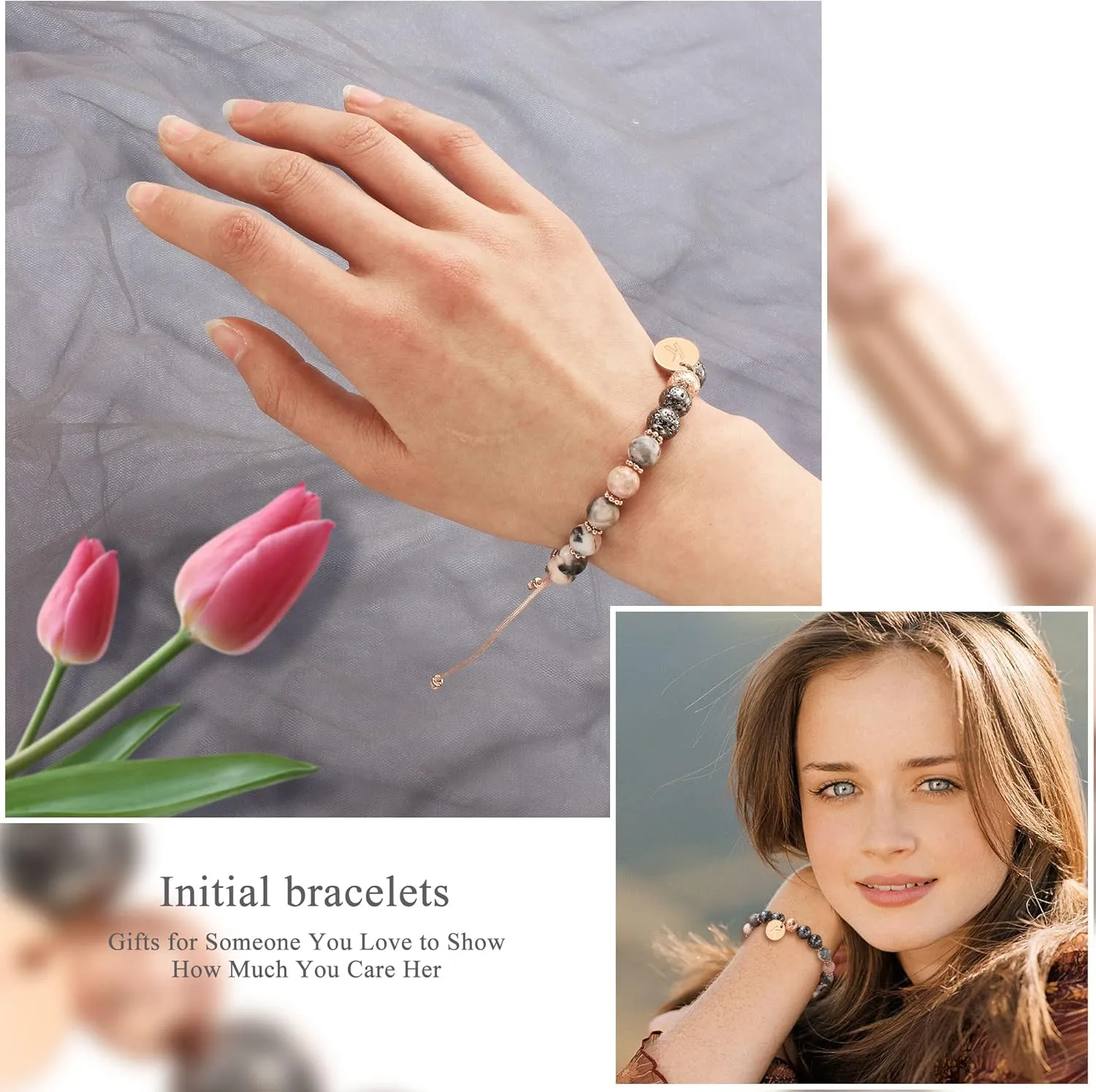 Btysun Initial Bracelets for Women Teen Girls Best Friend Graduation Birthday Gifts for Her Letter A-Z Beaded Bracelet Valentines Day Gifts for Wife Girlfriend Sister Daughter Mother's Day Mom Female Christmas Jewelry