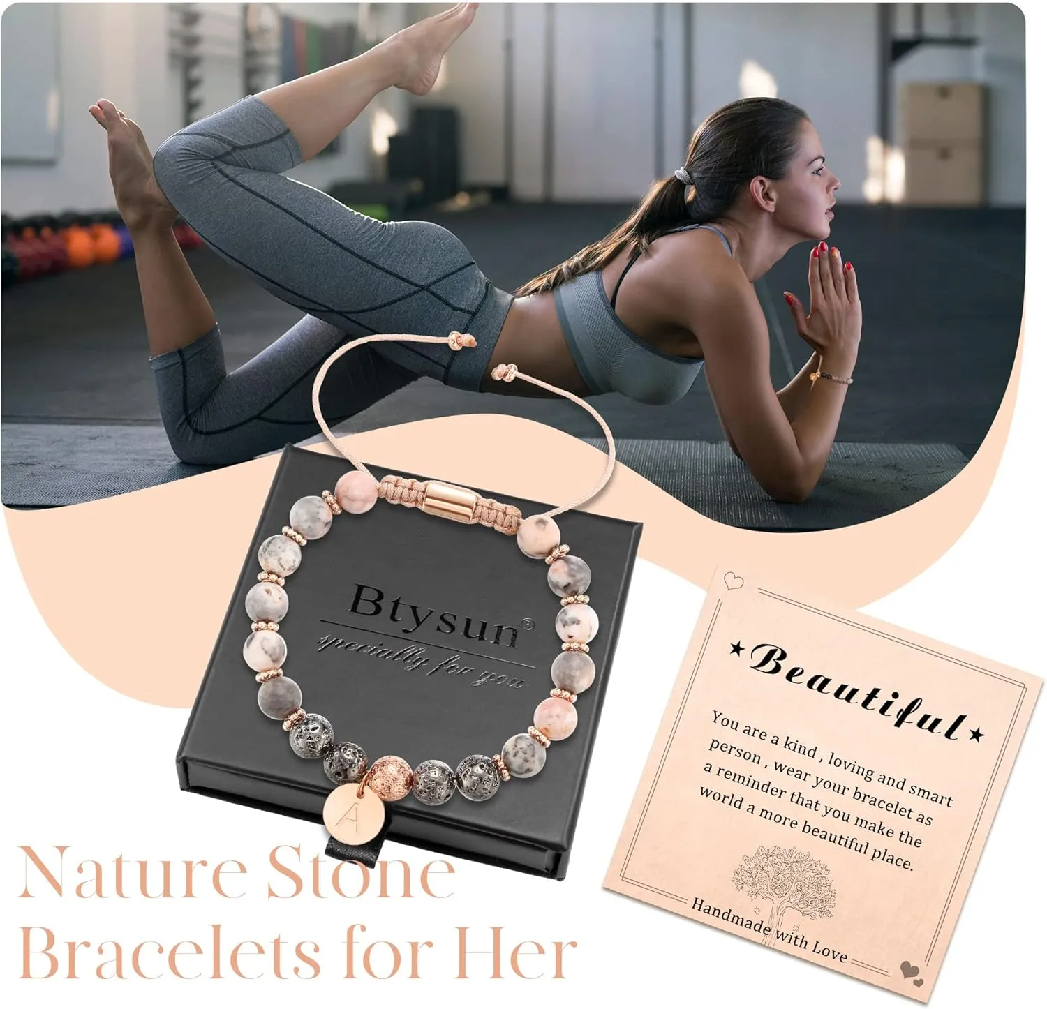 Btysun Initial Bracelets for Women Teen Girls Best Friend Graduation Birthday Gifts for Her Letter A-Z Beaded Bracelet Valentines Day Gifts for Wife Girlfriend Sister Daughter Mother's Day Mom Female Christmas Jewelry