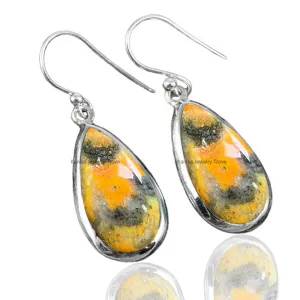 Bumblebee Jasper 925 Sterling Silver Teardrop Earrings Gift for Women & Girl