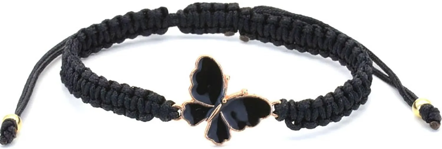 Butterfly Bracelet for Women Handmade Braided Butterfly Bracelets Adjustable Woven Butterfly Charm Bracelet BFF Friendship Jewelry Gift