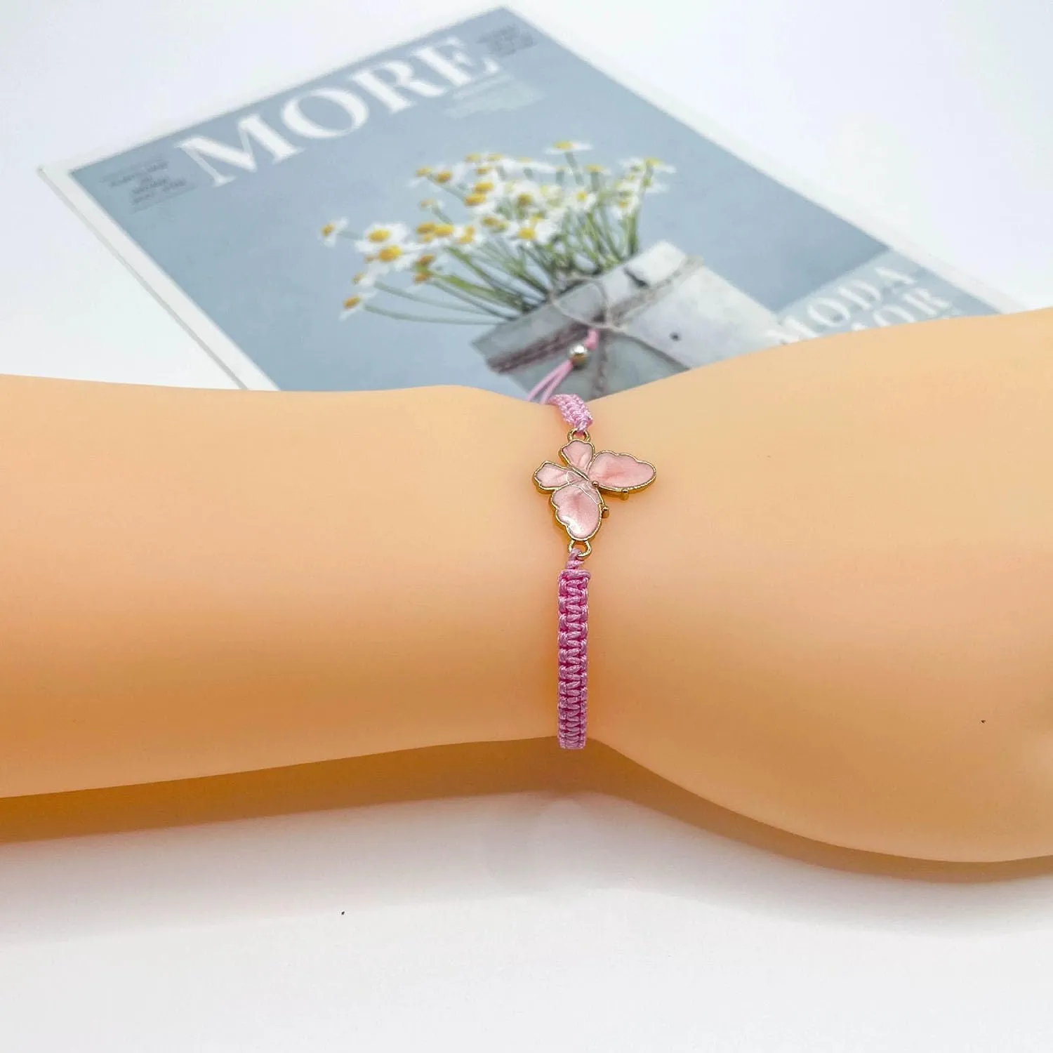 Butterfly Bracelet for Women Handmade Braided Butterfly Bracelets Adjustable Woven Butterfly Charm Bracelet BFF Friendship Jewelry Gift