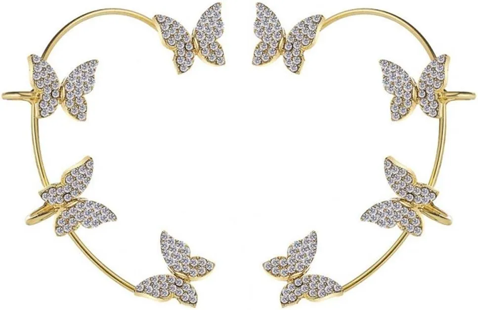 Butterfly Tassel Earrings Butterfly Flowers Shiny Ear Cuff Earrings Butterfly Flower Tassel Wrap-Around Clip-On Earrings Butterfly Ear Cuff for Women Girls Jewelry Gift
