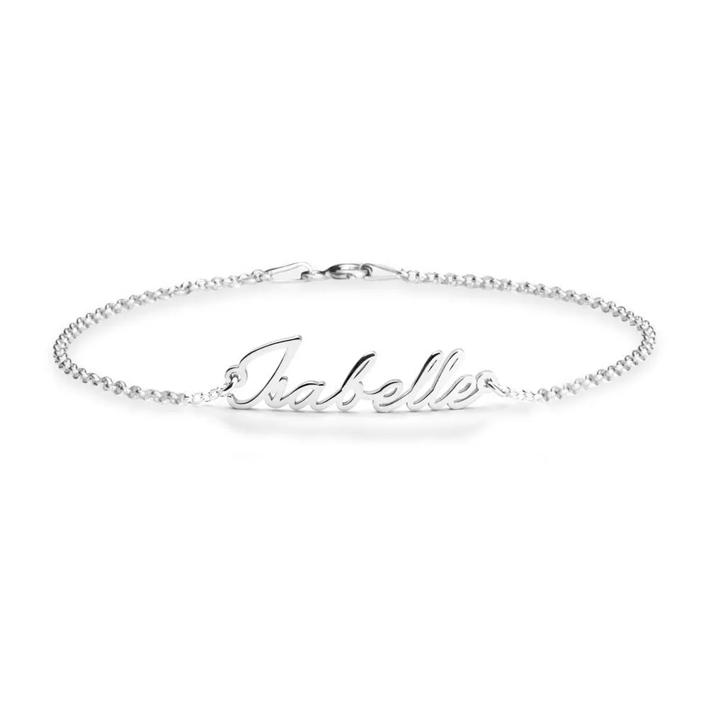Calligraphy Name Bracelet - Script Name Bracelet - Delicate Silver Custom Bracelet - Name Anklet - Hotwife Anklet - Personalized Gift