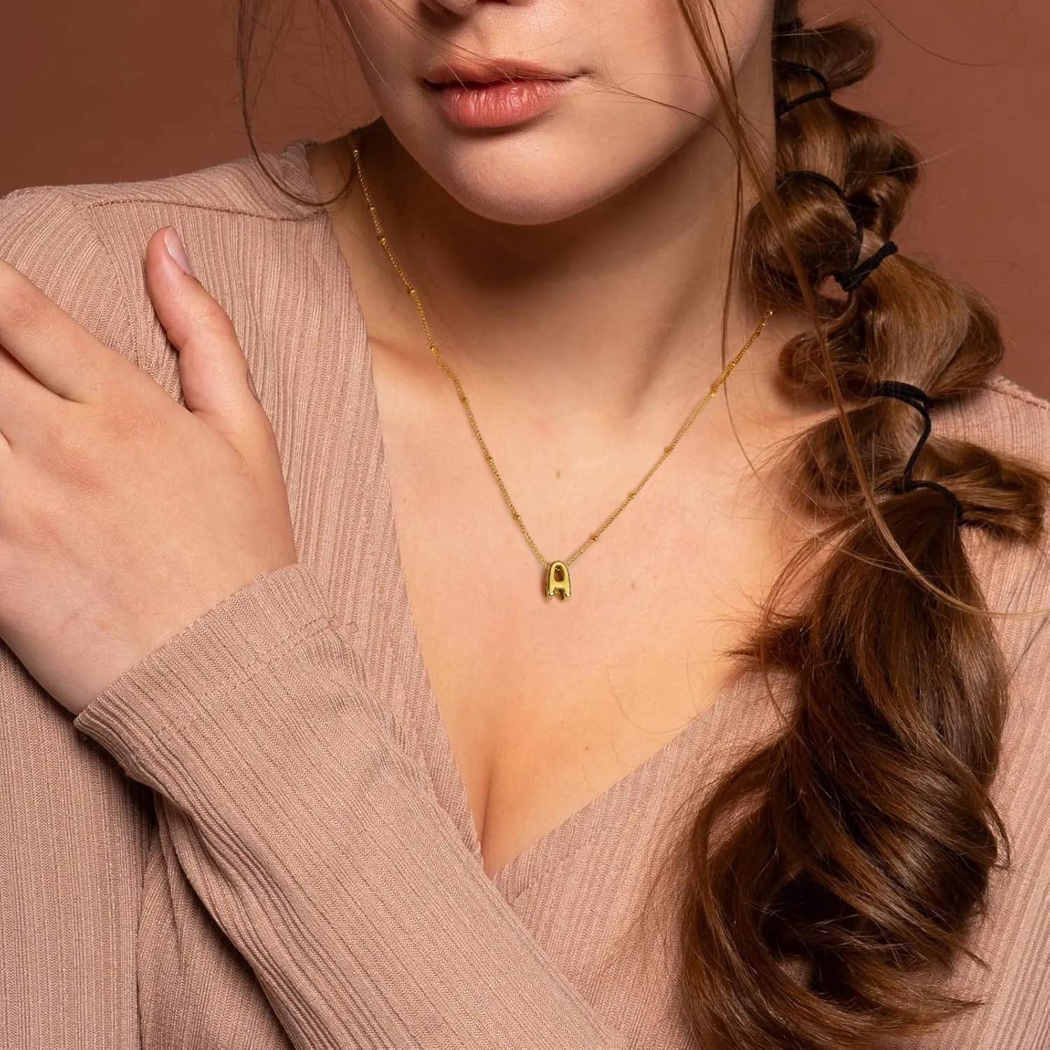 CANDYFANCY Bubble Initial Necklaces for Women 18K Gold Plated Letter Necklace Dainty Alphabet Layered Necklace Personalized Initial Choker papercilp Necklaces for Teen Girls Trendy Jewelry Gifts