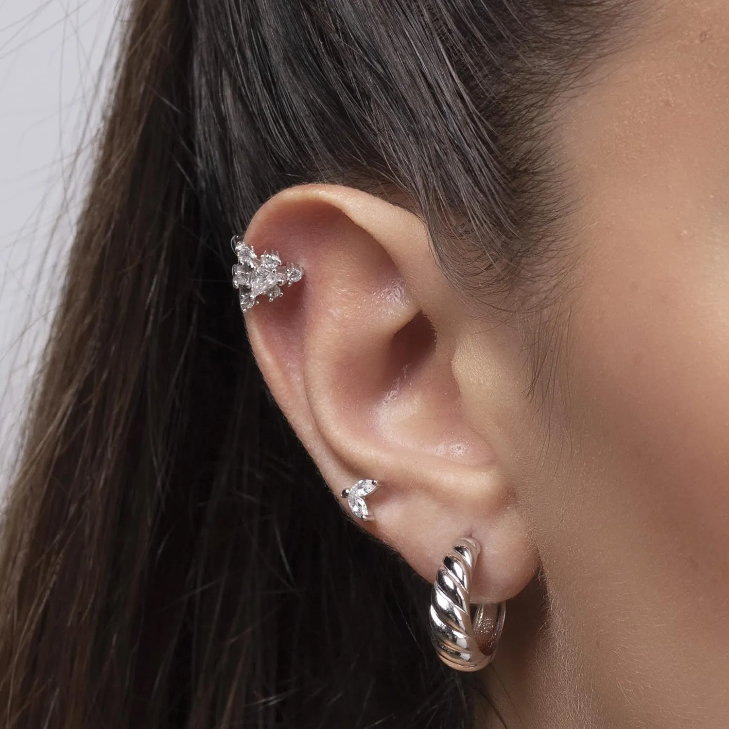 Cartilage Triangle Cz Non Pierced Ear Cuff Earrings - Wrap Earrings for Women - 925 Sterling Silver - 18k Gold plated