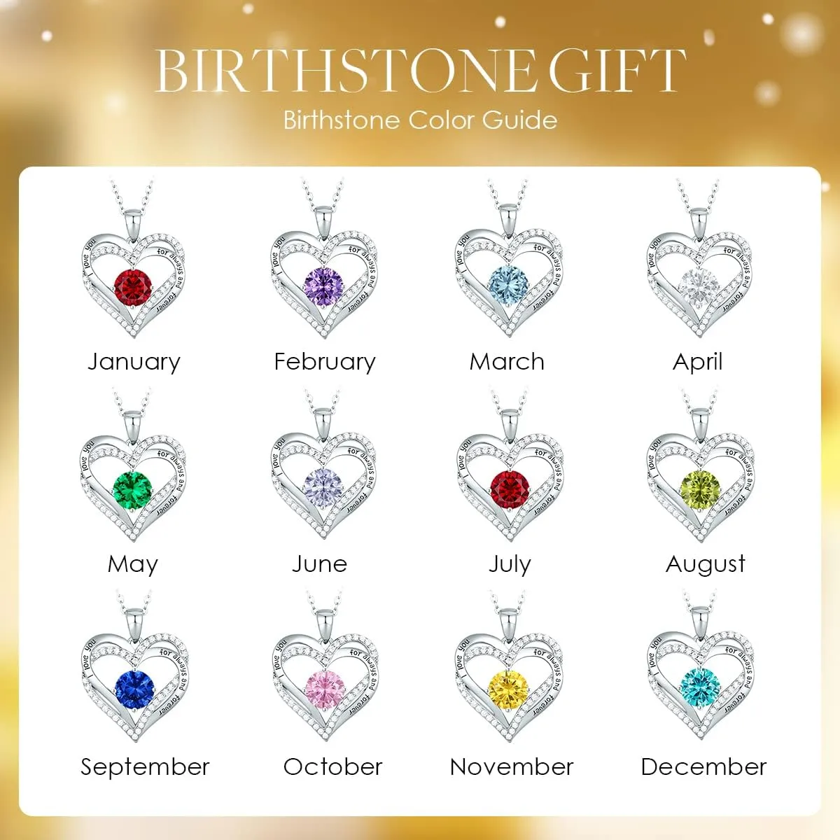 CDE Forever Love Heart Necklaces for Women, Wedding Anniversary, Birthday Mothers Day Gifts for Mom, Mother, Wife, Girlfriend, S925 Silver Jewelry with Birthstone Pendant