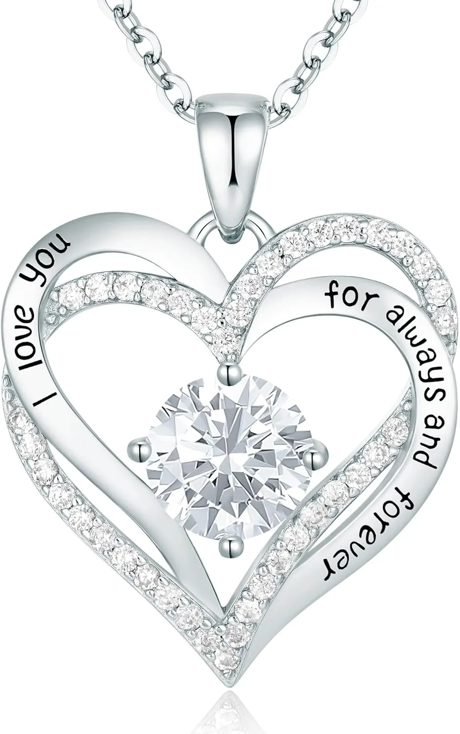 CDE Forever Love Heart Necklaces for Women, Wedding Anniversary, Birthday Mothers Day Gifts for Mom, Mother, Wife, Girlfriend, S925 Silver Jewelry with Birthstone Pendant
