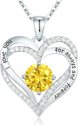 CDE Forever Love Heart Necklaces for Women, Wedding Anniversary, Birthday Mothers Day Gifts for Mom, Mother, Wife, Girlfriend, S925 Silver Jewelry with Birthstone Pendant