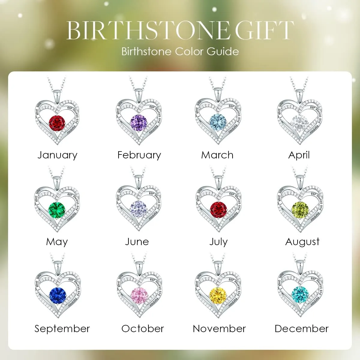 CDE Forever Love Heart Necklaces for Women, Wedding Anniversary, Birthday Mothers Day Gifts for Mom, Mother, Wife, Girlfriend, S925 Silver Jewelry with Birthstone Pendant