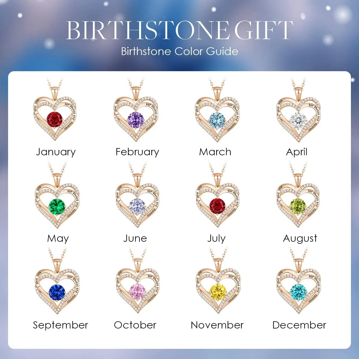 CDE Forever Love Heart Necklaces for Women, Wedding Anniversary, Birthday Mothers Day Gifts for Mom, Mother, Wife, Girlfriend, S925 Silver Jewelry with Birthstone Pendant