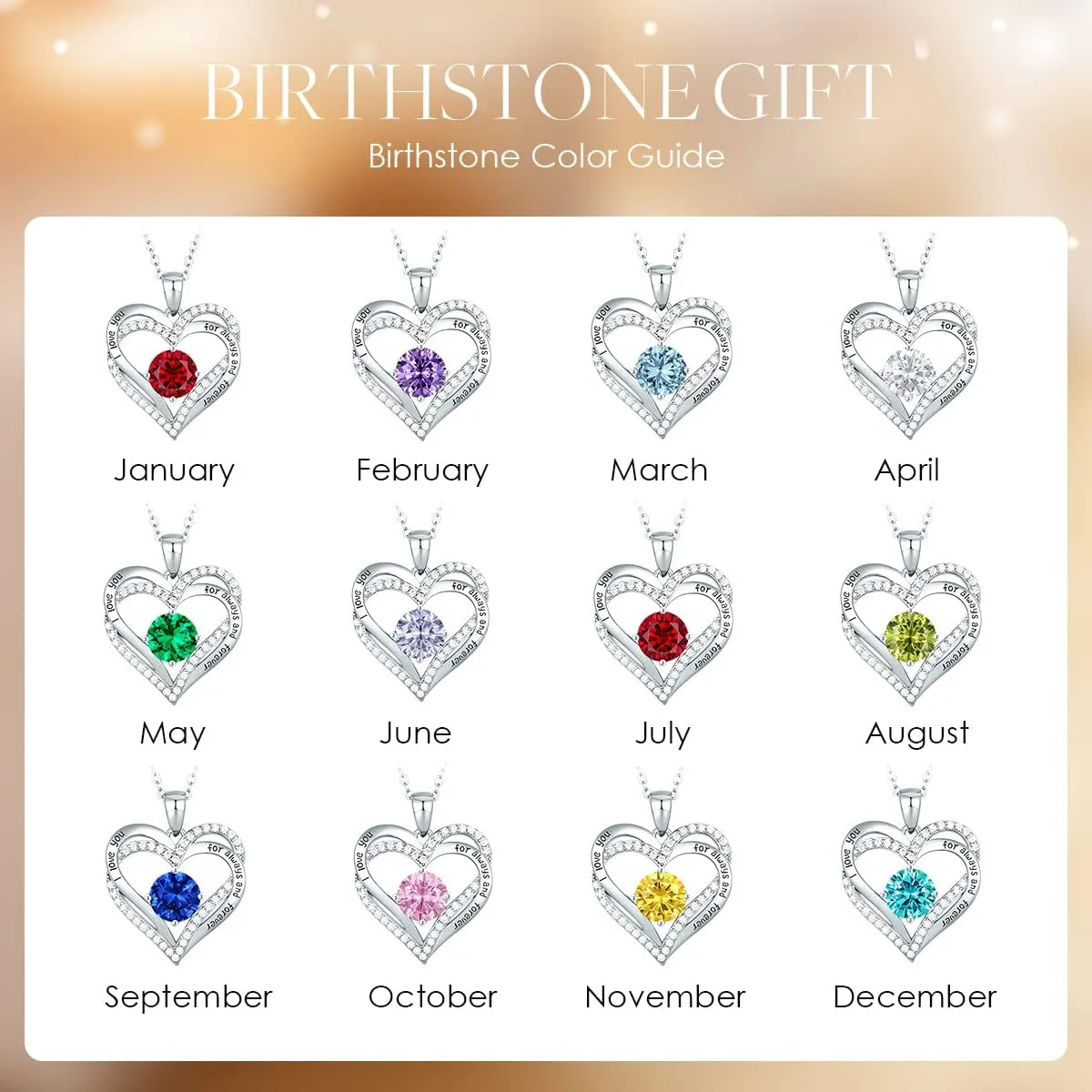CDE Forever Love Heart Necklaces for Women, Wedding Anniversary, Birthday Mothers Day Gifts for Mom, Mother, Wife, Girlfriend, S925 Silver Jewelry with Birthstone Pendant