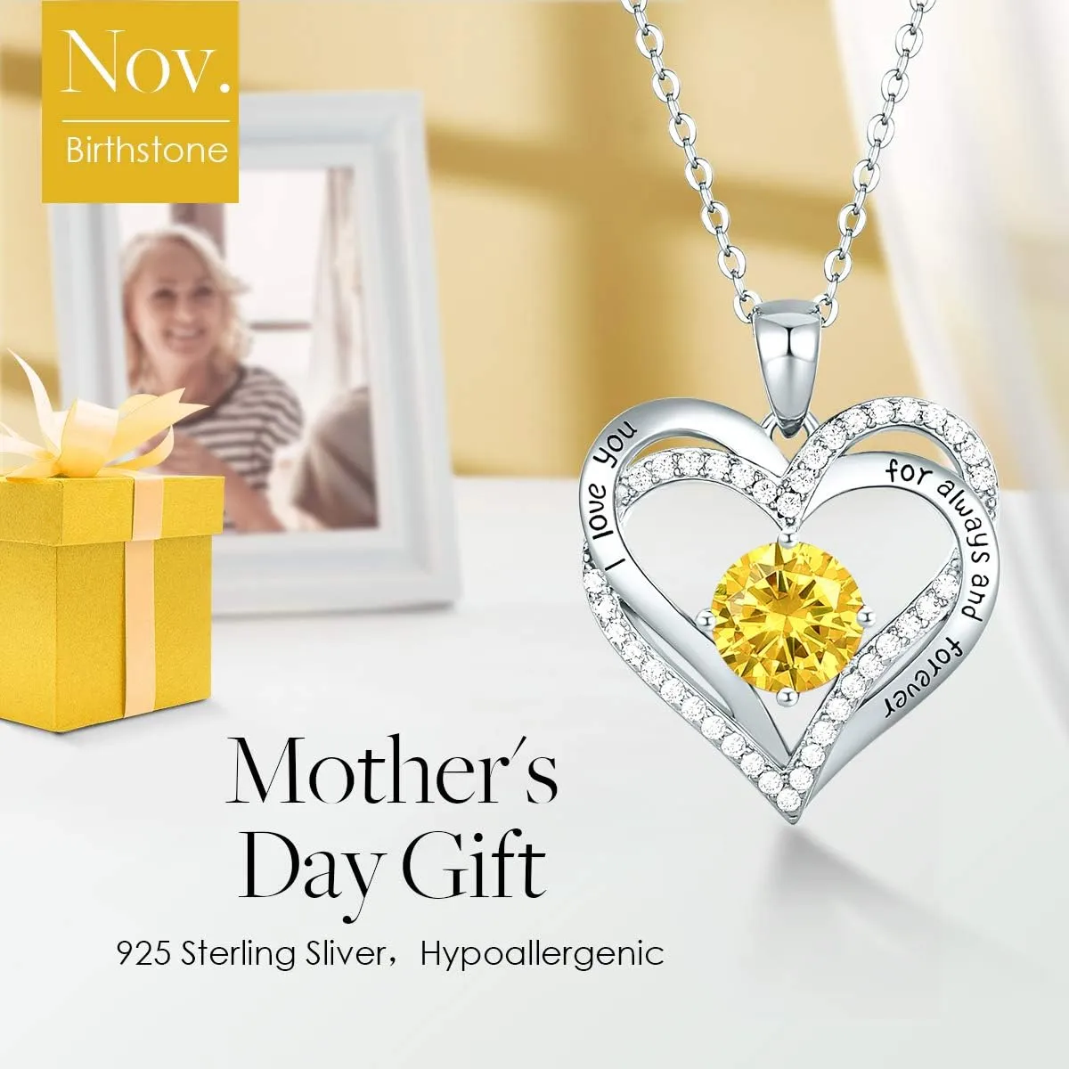 CDE Forever Love Heart Necklaces for Women, Wedding Anniversary, Birthday Mothers Day Gifts for Mom, Mother, Wife, Girlfriend, S925 Silver Jewelry with Birthstone Pendant