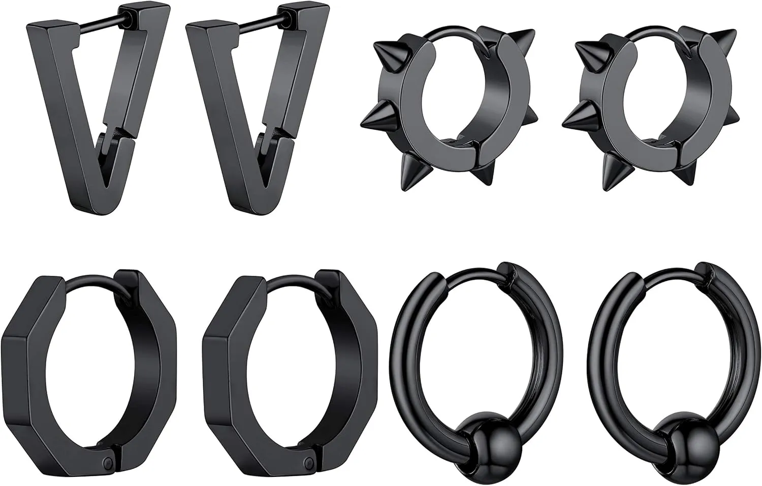 ChainsHouse Stud Earrings for Men Women,316L Stainless Steel/18K Gold/Black Metal, Punk Hypoallergenic Surgical Huggie Hoop Earrings Mens Jewelry Piercing Hoop Earrings