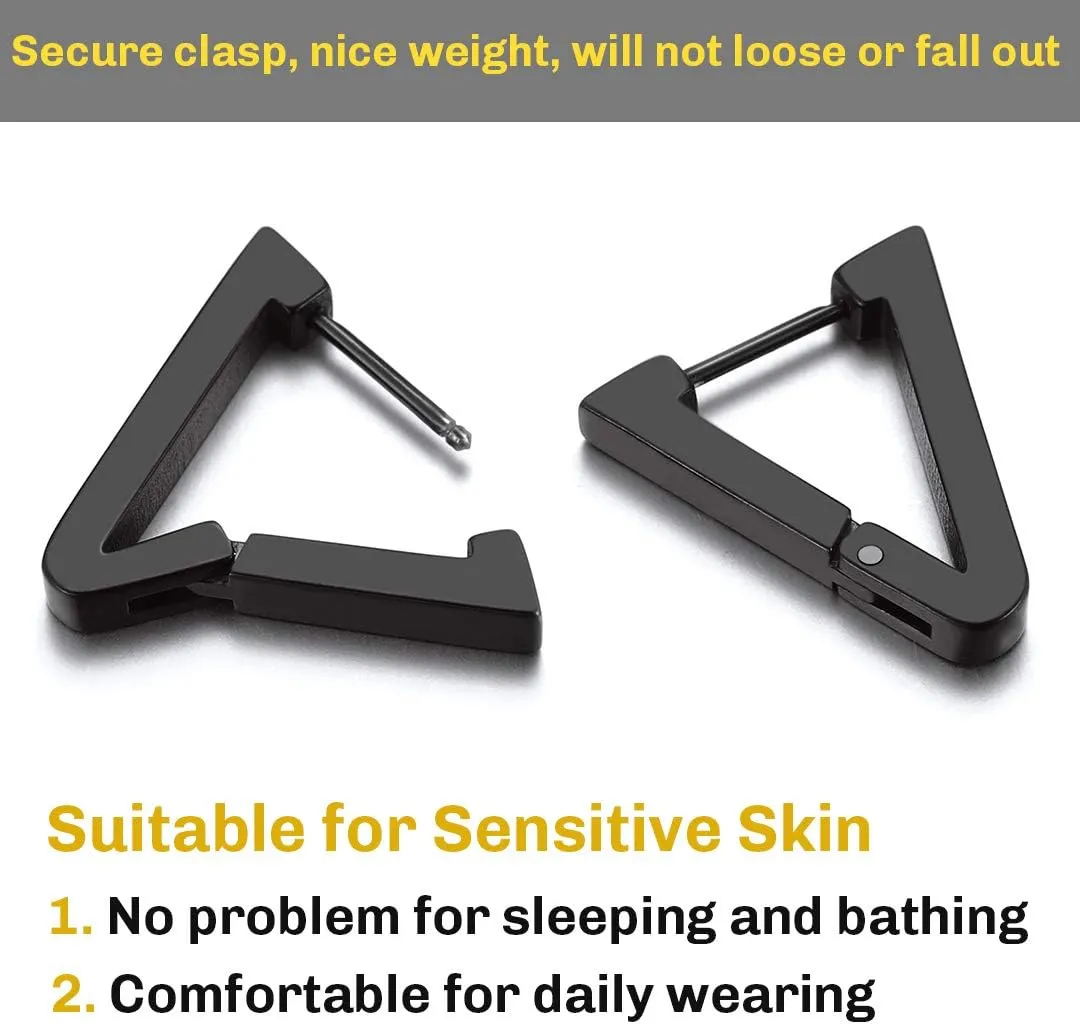 ChainsHouse Stud Earrings for Men Women,316L Stainless Steel/18K Gold/Black Metal, Punk Hypoallergenic Surgical Huggie Hoop Earrings Mens Jewelry Piercing Hoop Earrings