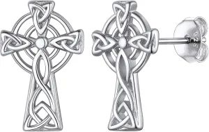 ChicSilver Celtic Knot Stud Earrings Hypoallergenic 925 Sterling Silver Heart/Triangle Knot Earring Studs Celtic Jewelry for Women, Silver/Gold/Rose Gold
