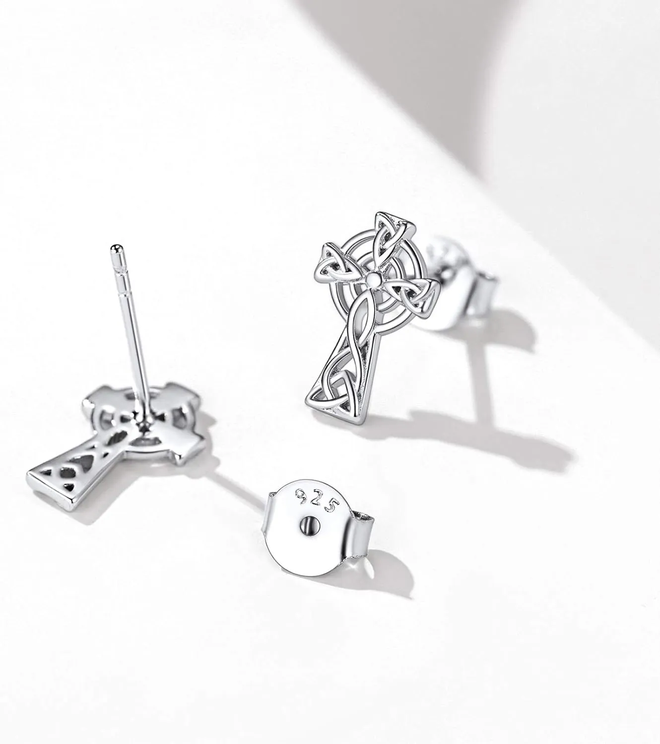 ChicSilver Celtic Knot Stud Earrings Hypoallergenic 925 Sterling Silver Heart/Triangle Knot Earring Studs Celtic Jewelry for Women, Silver/Gold/Rose Gold