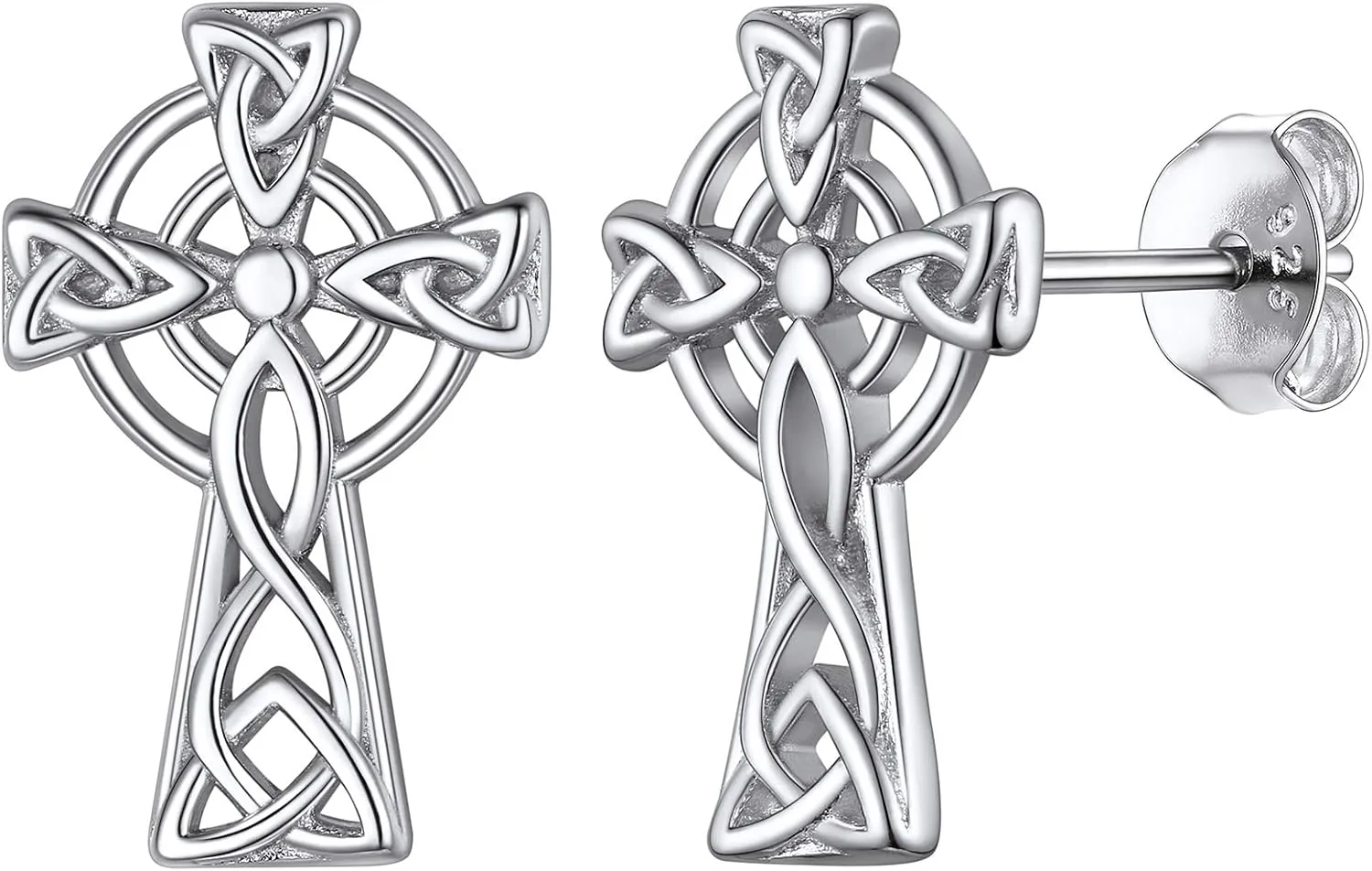 ChicSilver Celtic Knot Stud Earrings Hypoallergenic 925 Sterling Silver Heart/Triangle Knot Earring Studs Celtic Jewelry for Women, Silver/Gold/Rose Gold