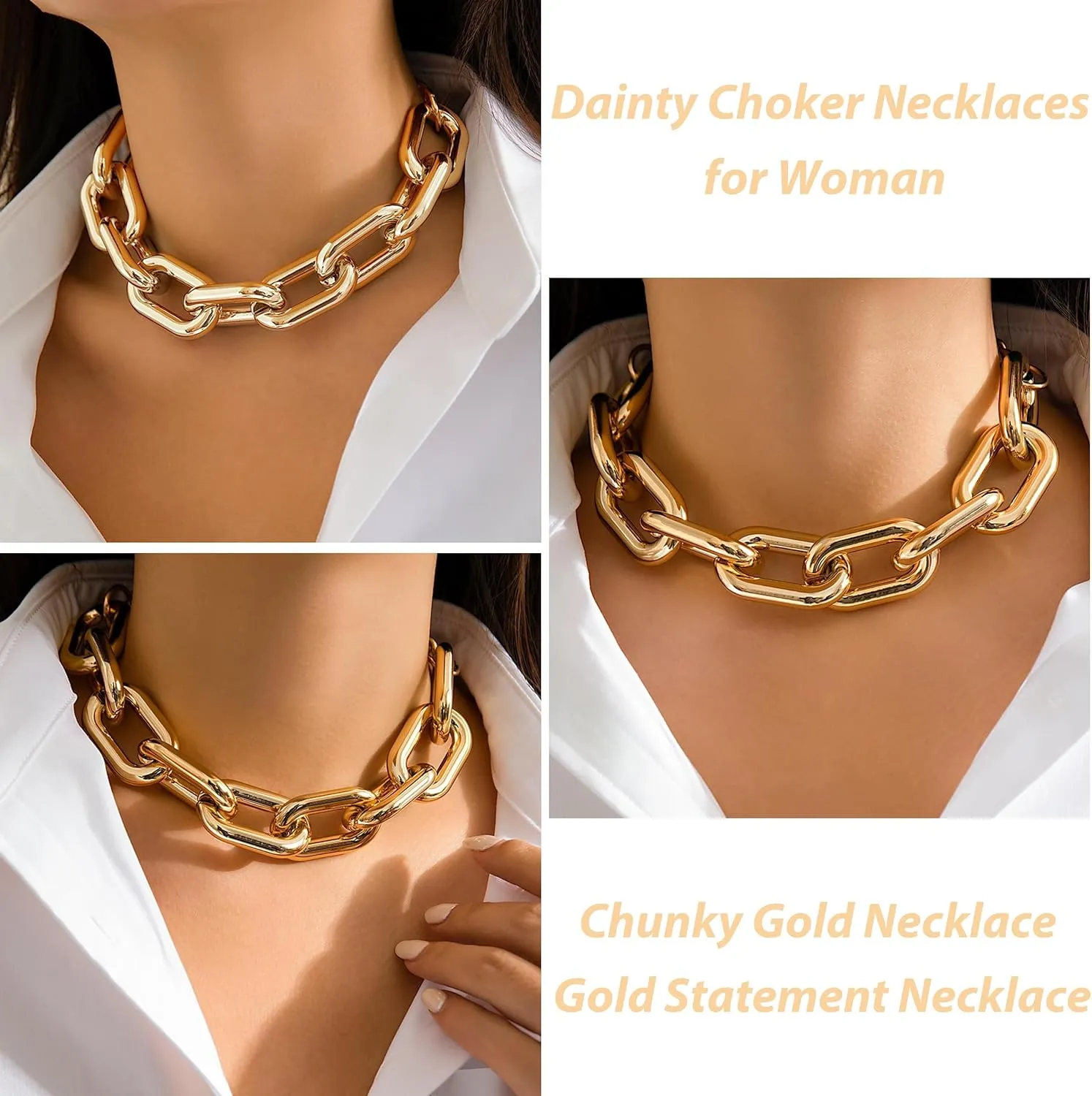 choice of all Chunky Gold Necklace Statement Necklace for Women Punk Chunky Chain Necklaces Dainty Gold Choker Accessories Jewelry for Women Trendy