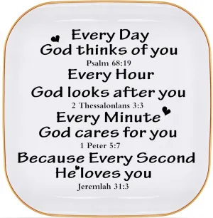 Christian Gifts for Women Faith Jewelry Dish, Religious Gifts Gifts for Women Birthday Christmas Ring Dish Jewelry Tray Gift -Every Second God He Loves You