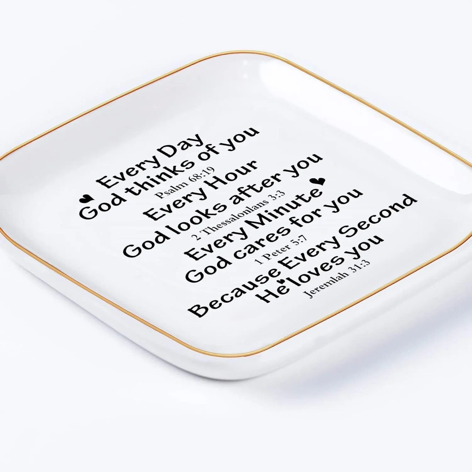 Christian Gifts for Women Faith Jewelry Dish, Religious Gifts Gifts for Women Birthday Christmas Ring Dish Jewelry Tray Gift -Every Second God He Loves You
