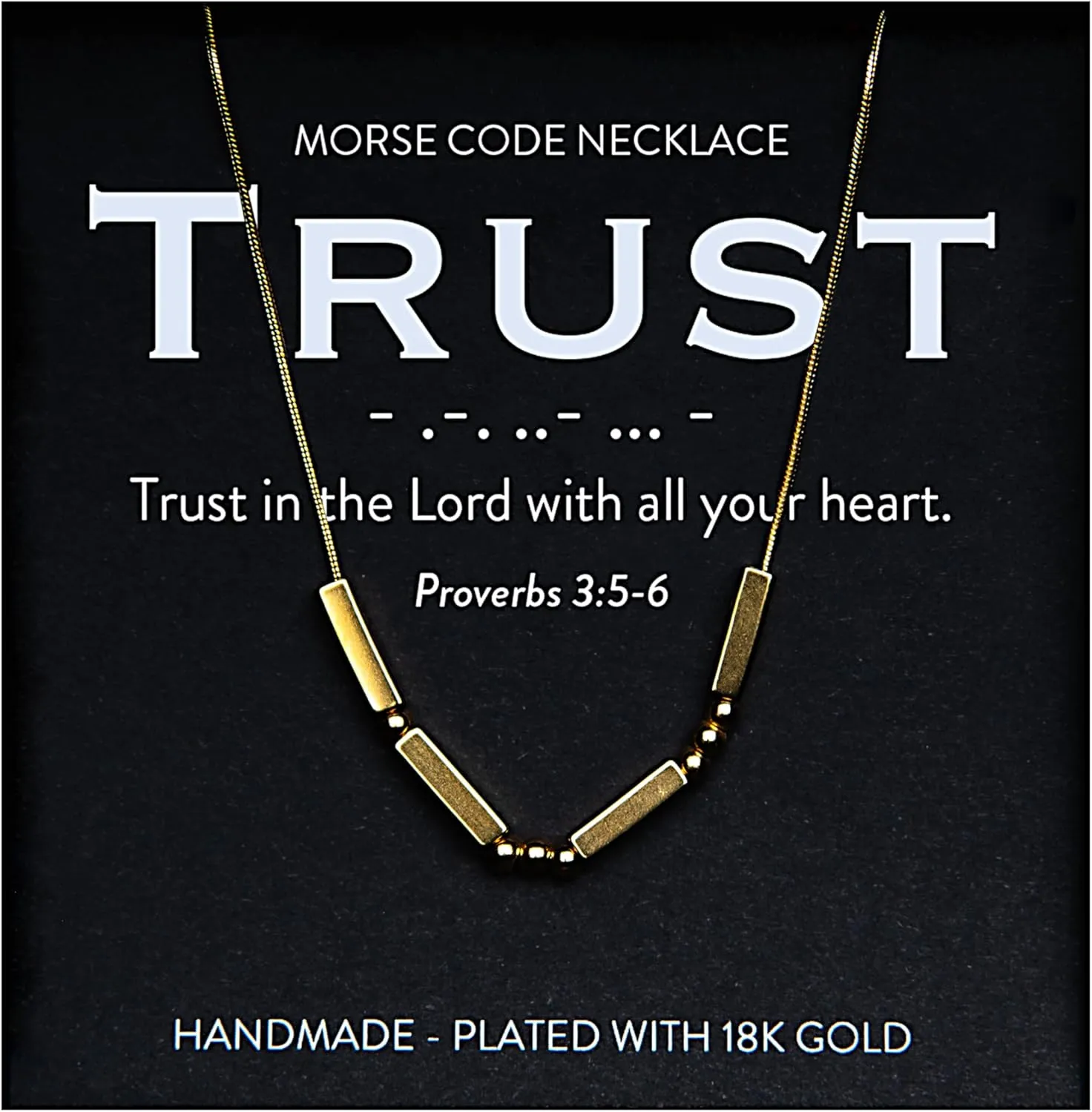 Christian Morse Code Necklace for Her | 18K Gold Plated Chunky Morse Code Necklace for Women | Womens Religious Minimalist Gold Beaded Necklace with Inspirational Bible Verse for Encouragement