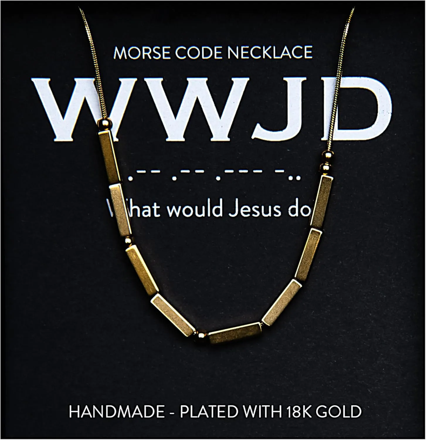 Christian Morse Code Necklace for Her | 18K Gold Plated Chunky Morse Code Necklace for Women | Womens Religious Minimalist Gold Beaded Necklace with Inspirational Bible Verse for Encouragement