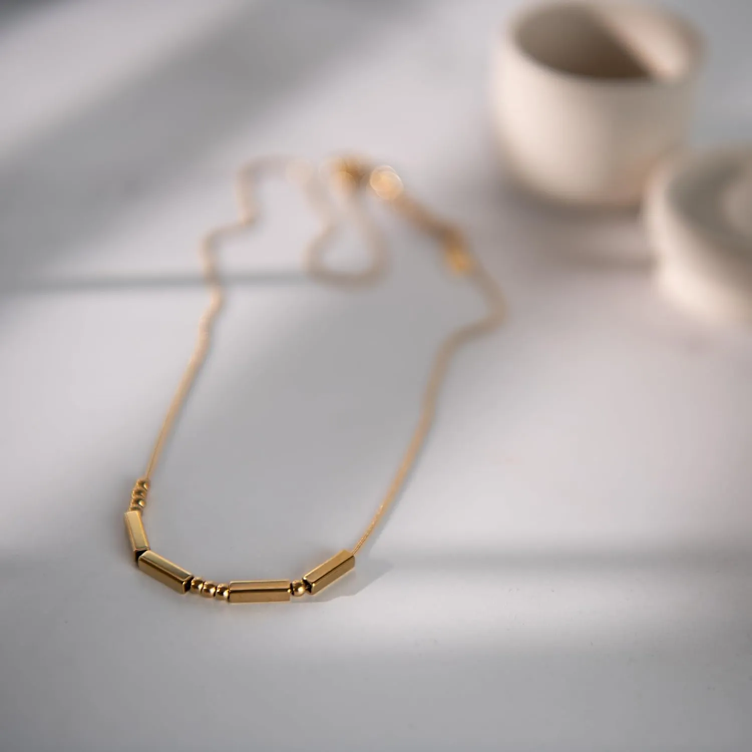 Christian Morse Code Necklace for Her | 18K Gold Plated Chunky Morse Code Necklace for Women | Womens Religious Minimalist Gold Beaded Necklace with Inspirational Bible Verse for Encouragement