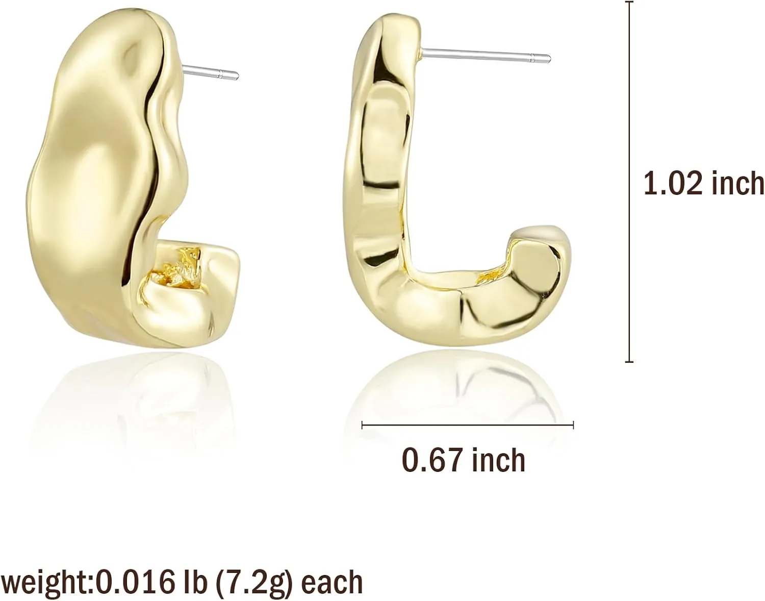 Chunky Gold Dangle Earrings For Women Gold Plated Statement Earrings Large Minimalist Geometric Long Triangle Exaggerated Stud Earring For Women Trendy