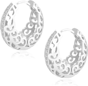 Chunky Gold Hoop Earrings for Women, 14K Gold Openwork Cubic Zirconia Large Hoop Earrings 925 Sterling Silver Post Hypoallergenic Hoops