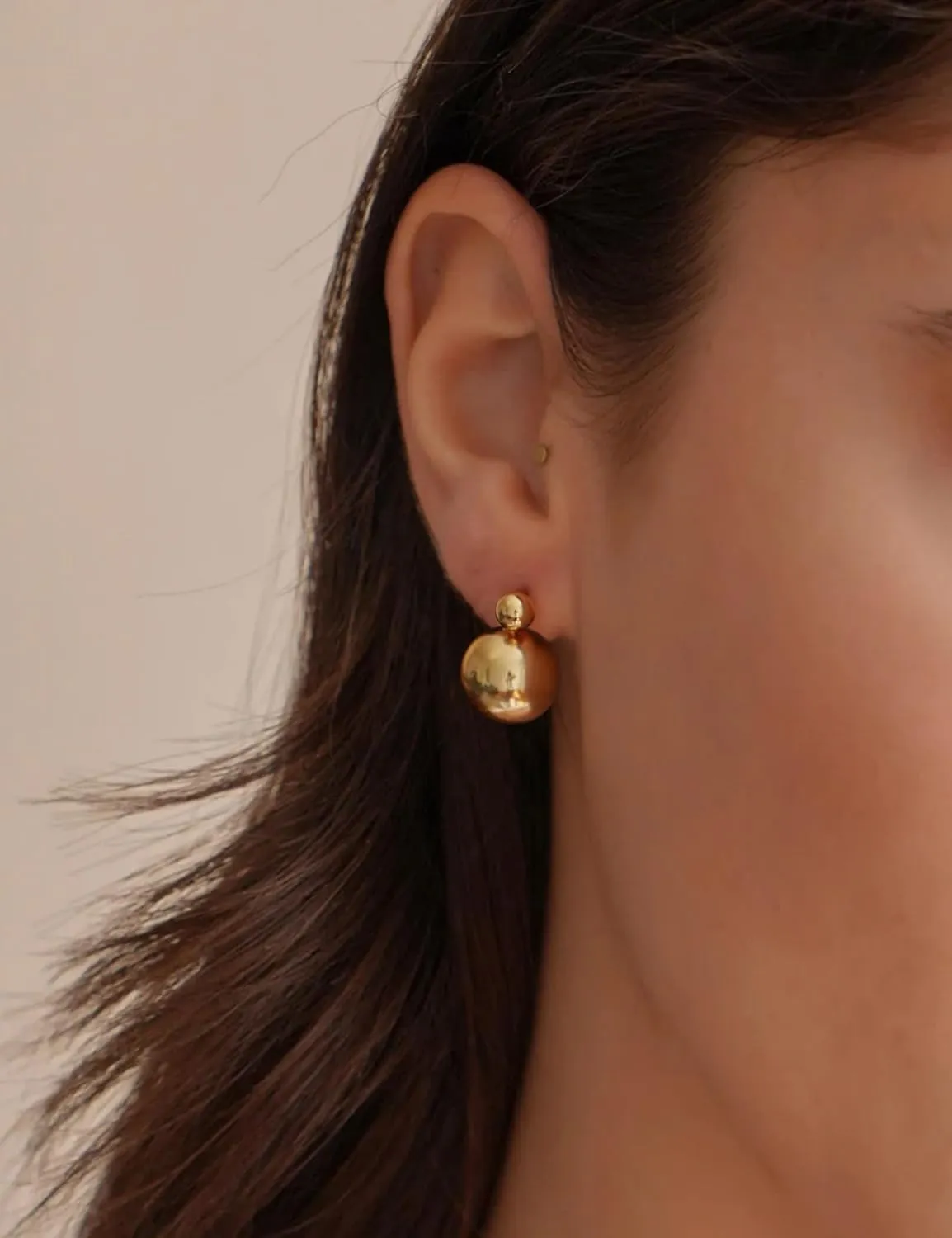 Chunky Gold Stud Earrings for Women 14K Gold Plated 925 Sterling Silver Brushed Half Ball Stud Earrings