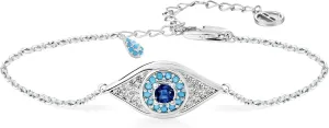 Cicy Bell Evil Eye Bracelet 18k Gold Plated Turquoise Zirconia Link Bracelets Trendy Jewelry Gift for Women Adjustable 5.9" with 1.9'' Extender