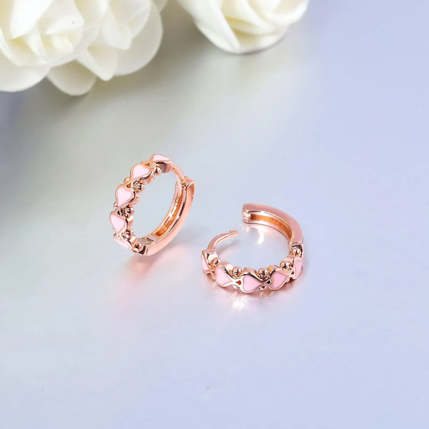 CiNily Heart Rainbow Enamel Small Hoop Earrings/Opal Sutd Earrings for Women Girls Sterling Silver Plated Cute Jewelry Gift