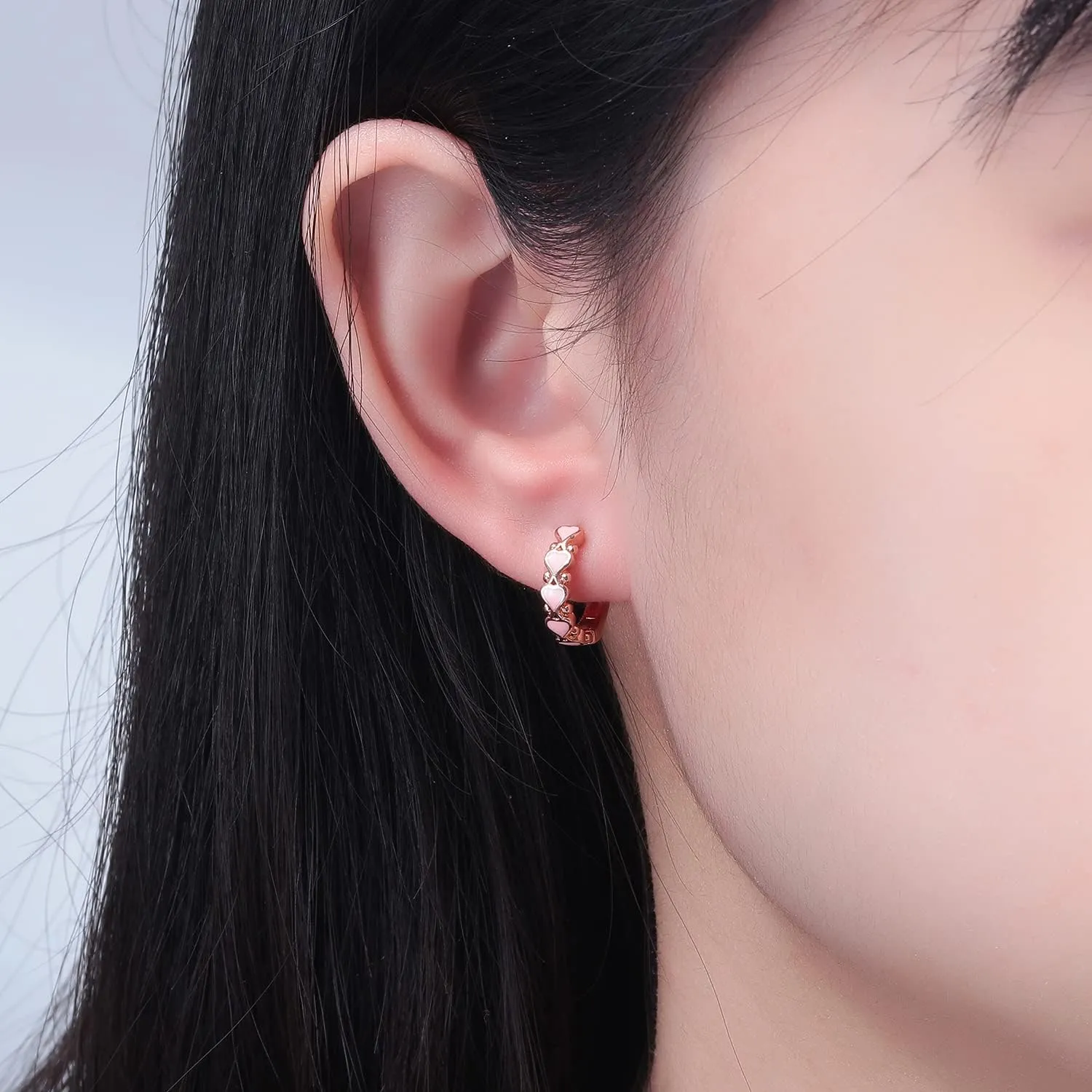 CiNily Heart Rainbow Enamel Small Hoop Earrings/Opal Sutd Earrings for Women Girls Sterling Silver Plated Cute Jewelry Gift