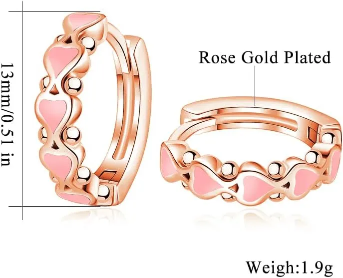 CiNily Heart Rainbow Enamel Small Hoop Earrings/Opal Sutd Earrings for Women Girls Sterling Silver Plated Cute Jewelry Gift