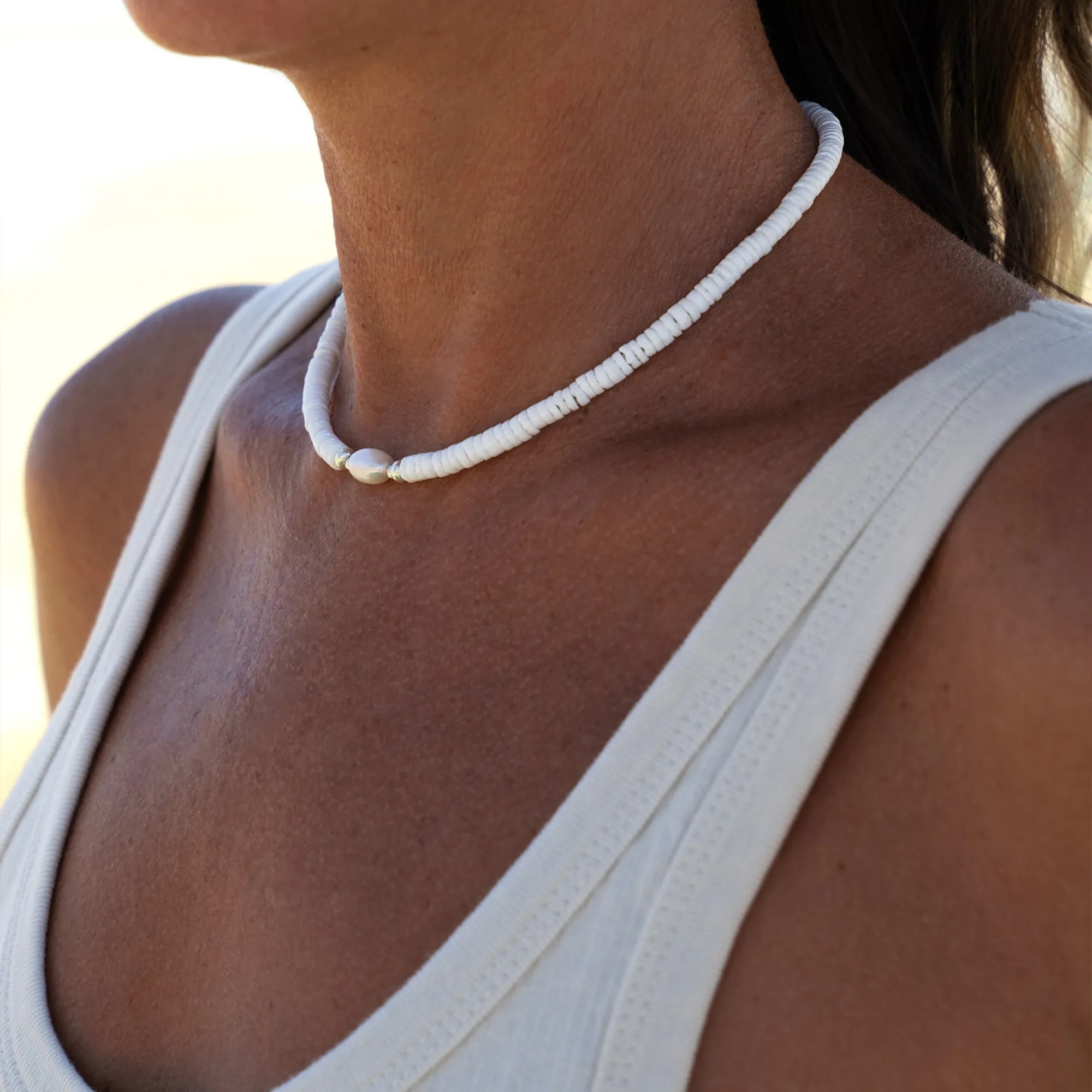 Coastal Seashell Pearl Choker