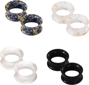 COCHARM 8PCS Soft Flexible Silicone Ear Gauges Silicone Ear Tunnels Double Flared Silicone Earrings 0g 00g 1/2 Gauges Colored Plug Tunnel Silicone, COPPK011A