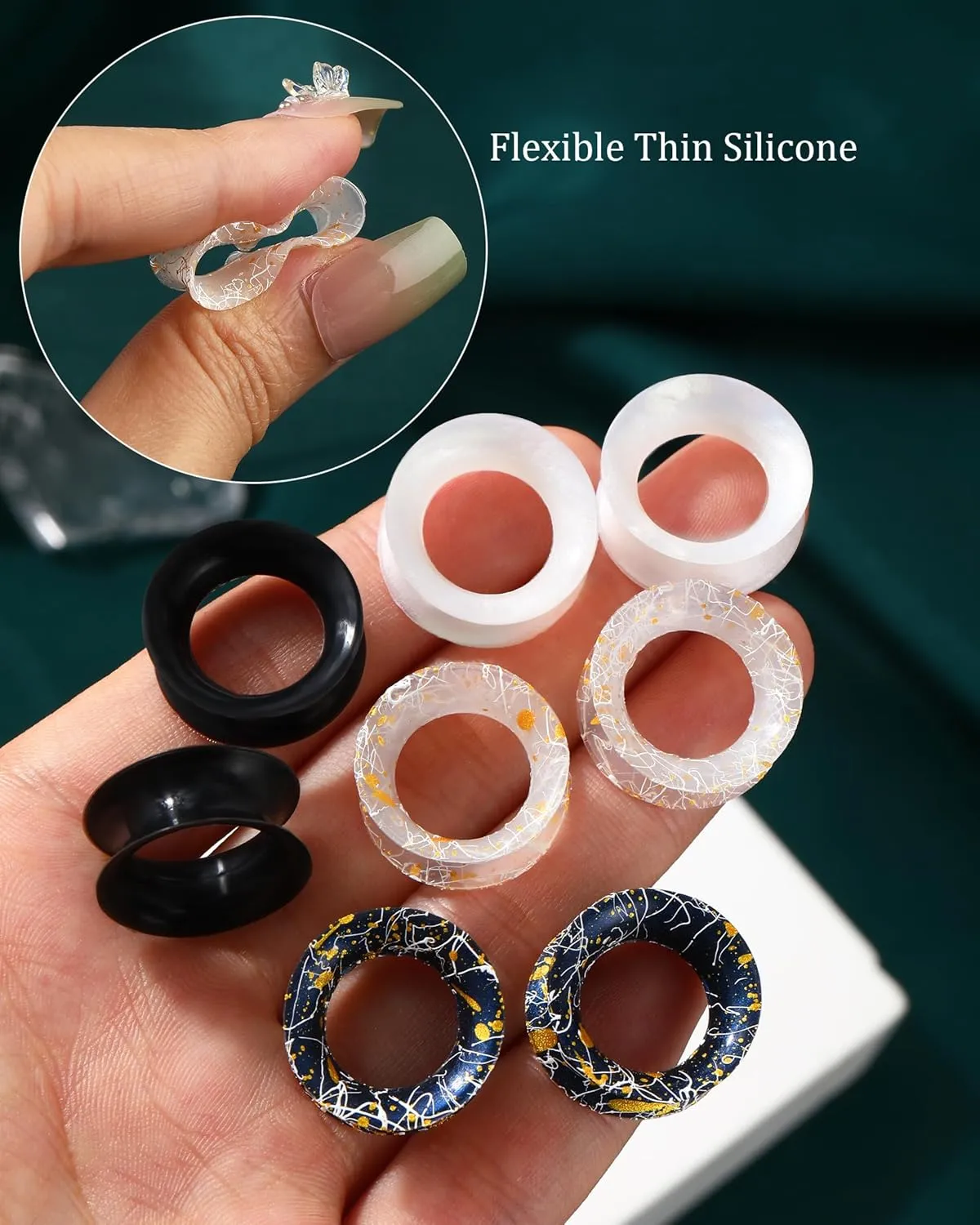 COCHARM 8PCS Soft Flexible Silicone Ear Gauges Silicone Ear Tunnels Double Flared Silicone Earrings 0g 00g 1/2 Gauges Colored Plug Tunnel Silicone, COPPK011A