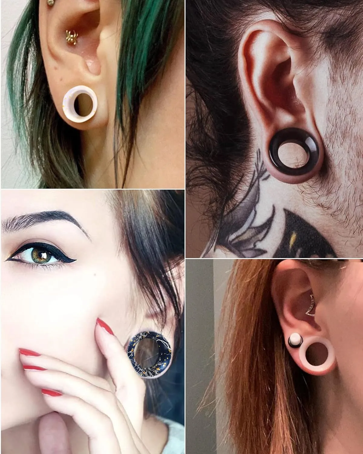 COCHARM 8PCS Soft Flexible Silicone Ear Gauges Silicone Ear Tunnels Double Flared Silicone Earrings 0g 00g 1/2 Gauges Colored Plug Tunnel Silicone, COPPK011A