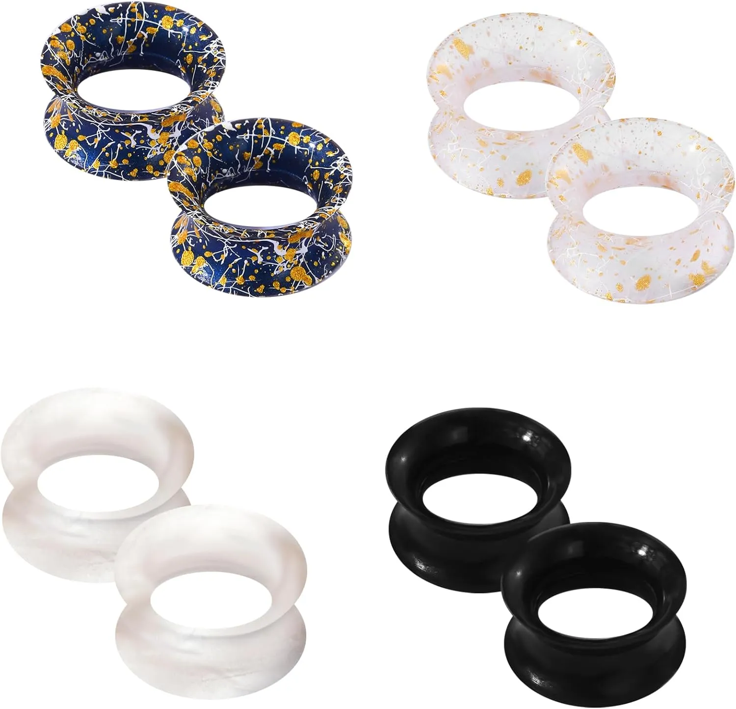 COCHARM 8PCS Soft Flexible Silicone Ear Gauges Silicone Ear Tunnels Double Flared Silicone Earrings 0g 00g 1/2 Gauges Colored Plug Tunnel Silicone, COPPK011A