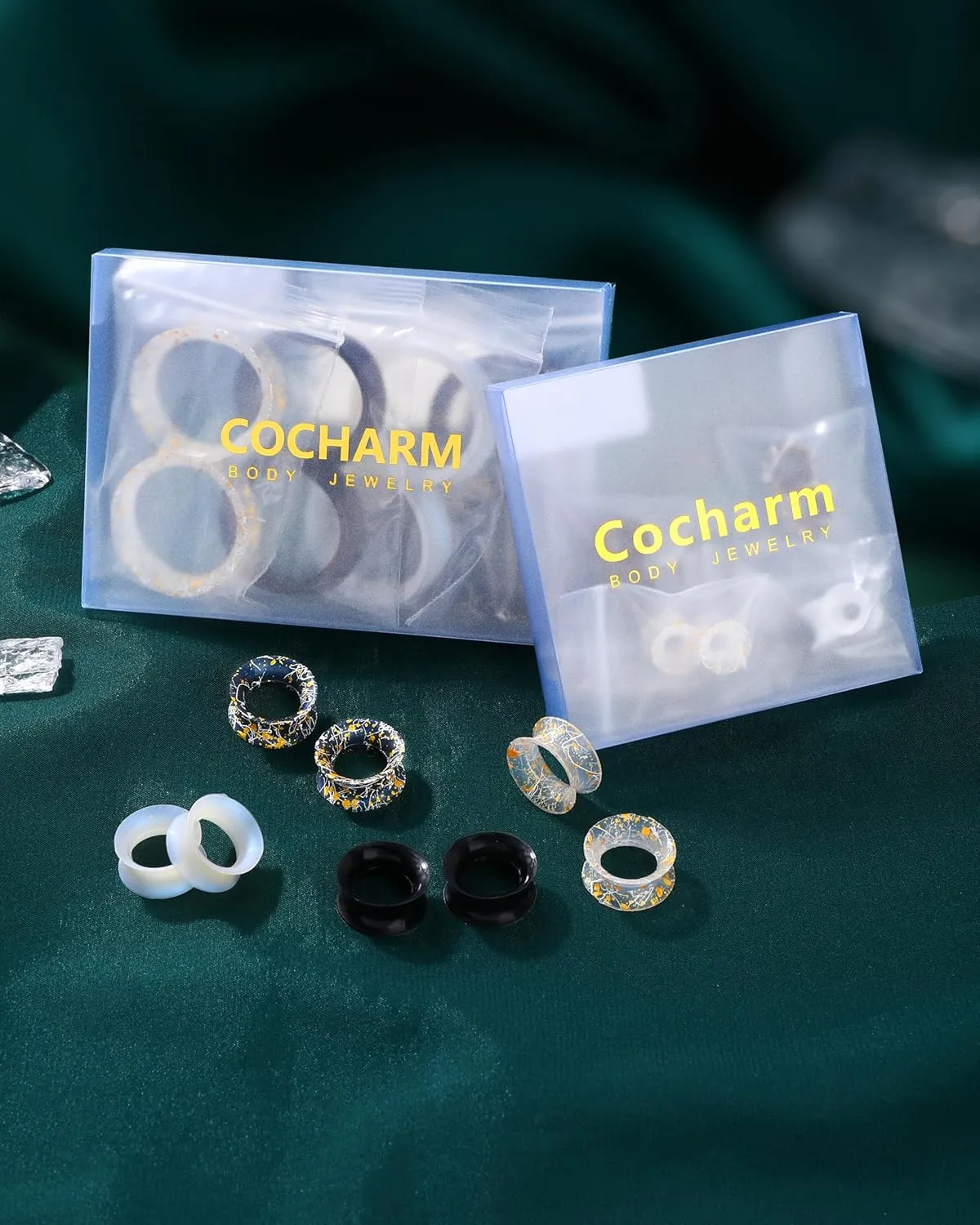 COCHARM 8PCS Soft Flexible Silicone Ear Gauges Silicone Ear Tunnels Double Flared Silicone Earrings 0g 00g 1/2 Gauges Colored Plug Tunnel Silicone, COPPK011A