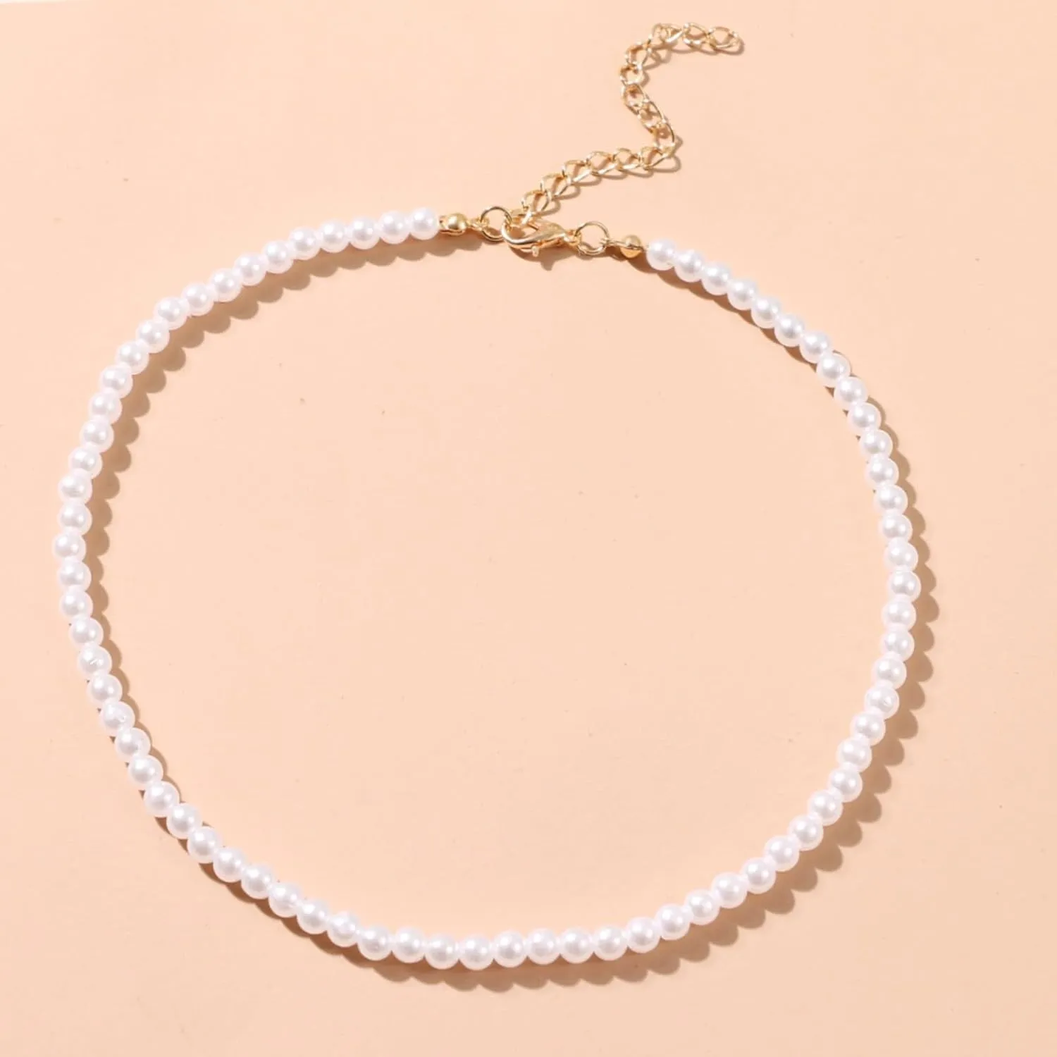 Collars for Women Retro Imitation Pearl Necklace With Ring Necklace Elegant Handmade Ring Unisex Jewelry For Men And Women Crosses Necklaces