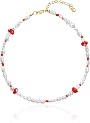 Colorful Beaded Necklaces, Boho Necklace Summer Shell Pearl Necklaces White Beach Pendant Necklaces Y2k Flower Rainbow Beaded Necklace Jewelry for Women Men