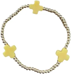 Colorful Cross Charm Bracelets for Women Men Adjustable Gold Plated Beaded Bracelet Boho Bead Ball Stretch Bracelet Birthday Summer Beach Jewelry